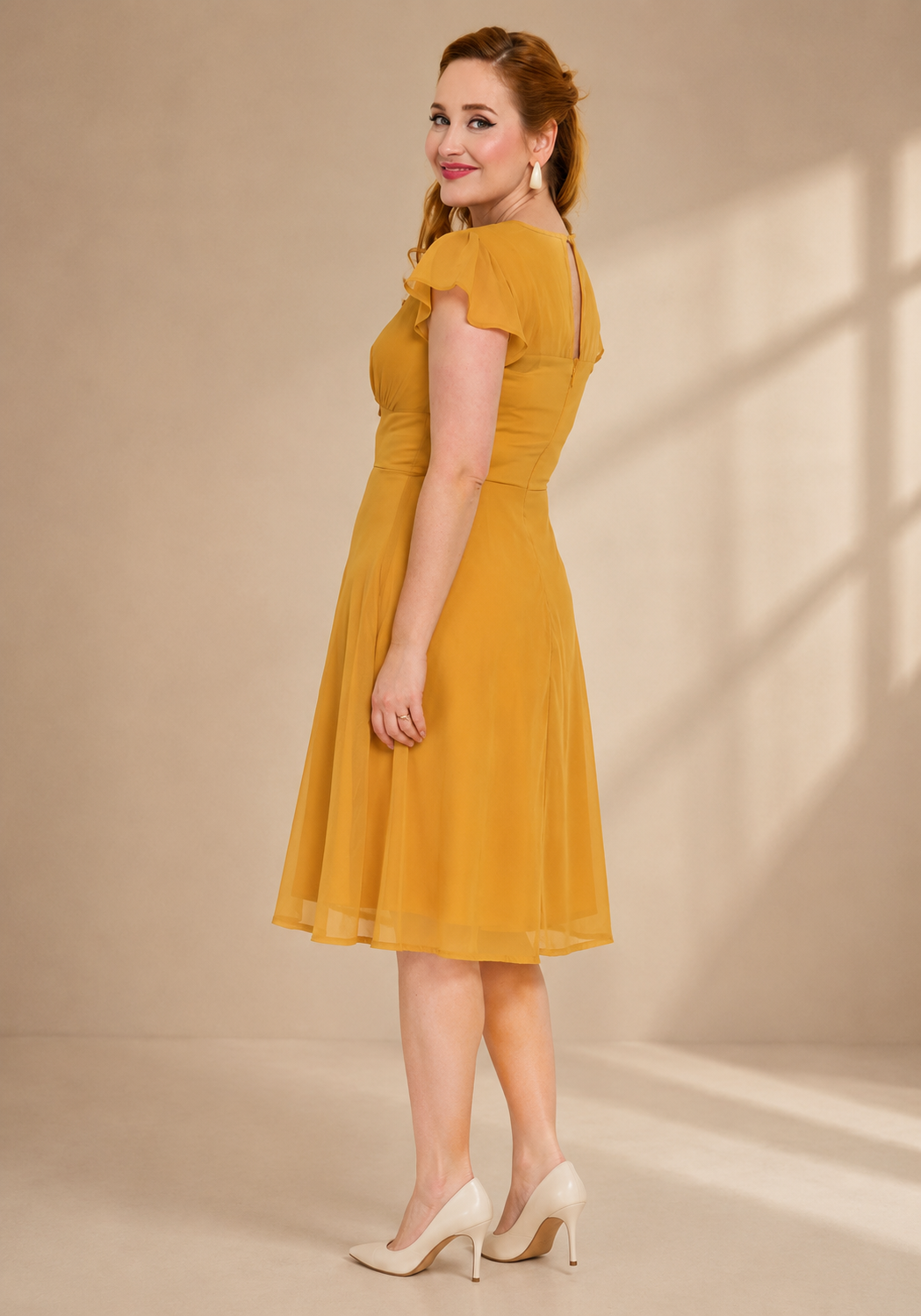 PerfectDress.gr vintage αέρινο mustard φόρεμα Flatter - 4