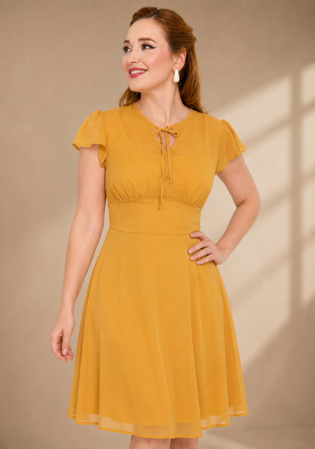 PerfectDress.gr vintage αέρινο mustard φόρεμα Flatter - 5