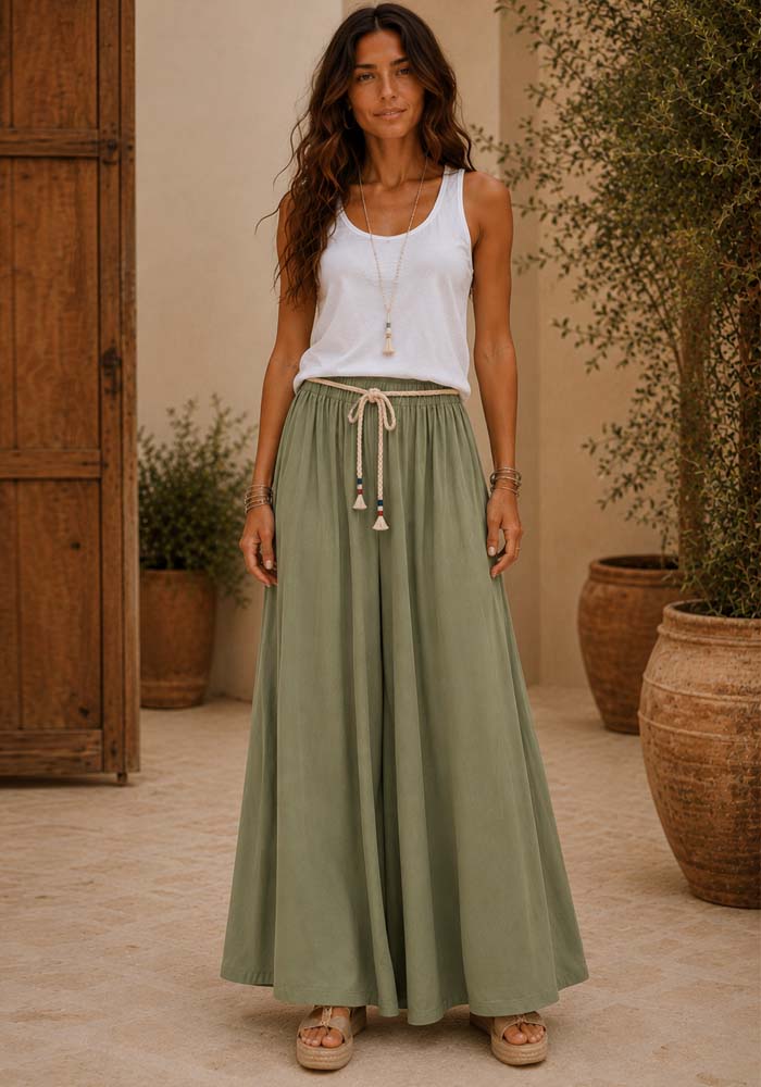 summer viscose παντελόνα Cool χακί