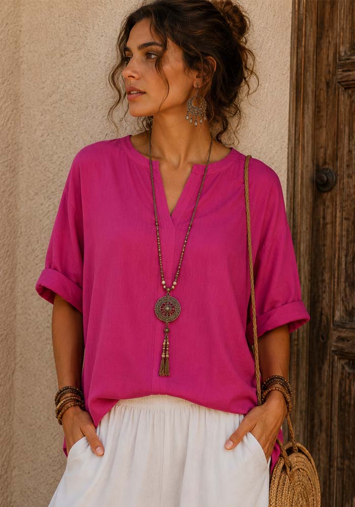 boho cotton τουνίκ Terra φούξια