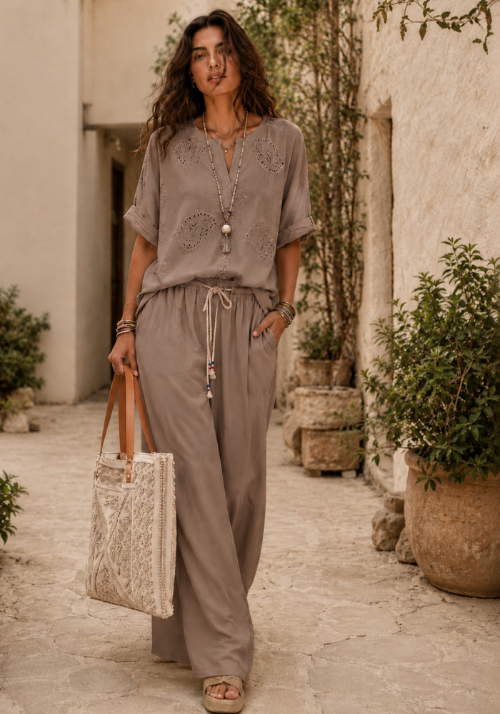 boho ανάλαφρη cotton broderie τουνίκ Muse πούρο