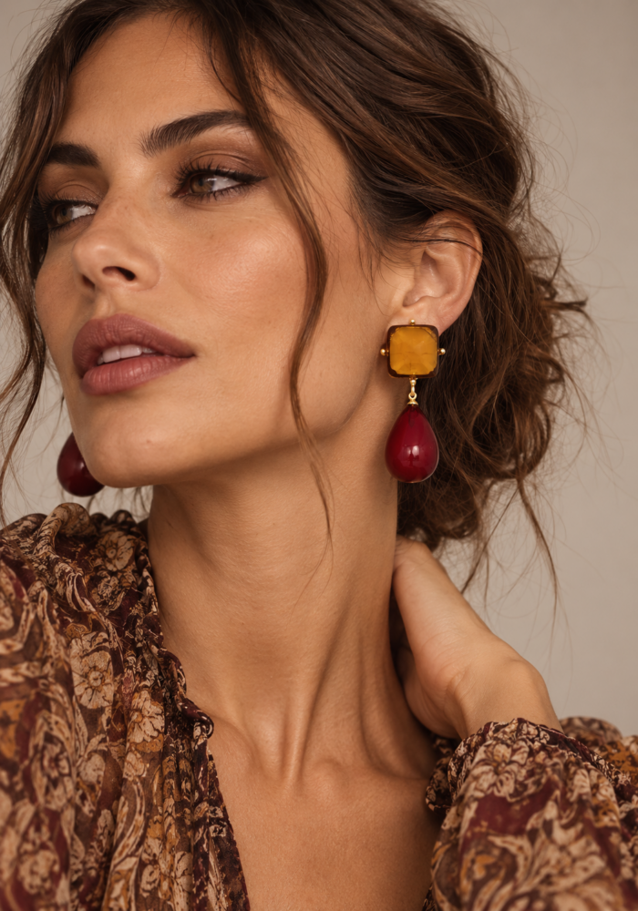 boho chic χειροποίητα σκουλαρίκια με πέτρες