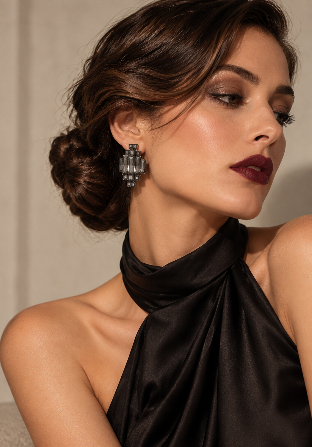 vintage smoky glamour κρυστάλλινα σκουλαρίκια