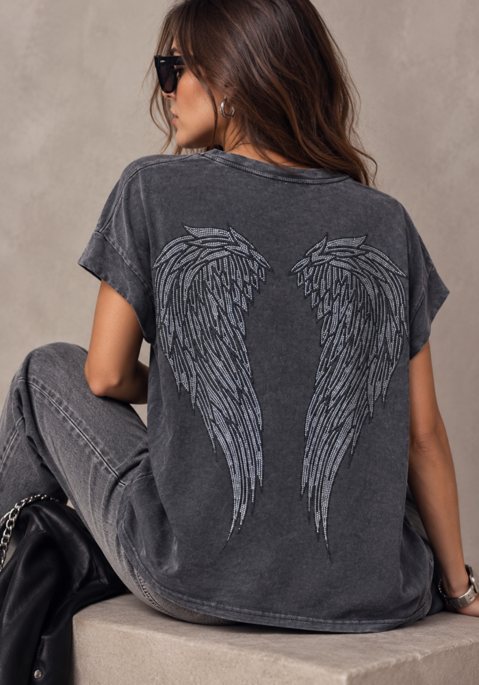 casual t-shirt Angel ανθρακί