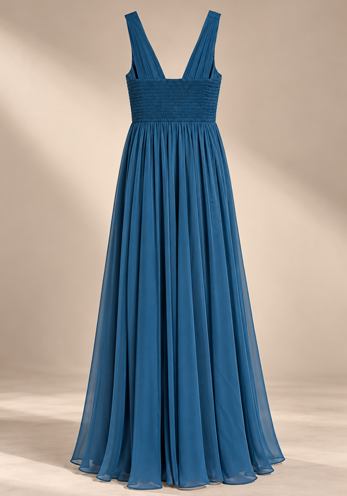 PerfectDress.gr σιφόν αέρινο βραδινό φόρεμα Daria πετρολ - 5