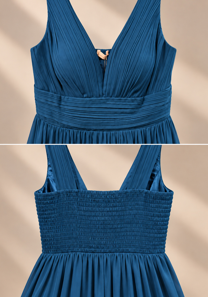 PerfectDress.gr σιφόν αέρινο βραδινό φόρεμα Daria πετρολ - 7