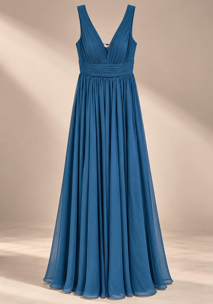 PerfectDress.gr σιφόν αέρινο βραδινό φόρεμα Daria πετρολ - 6