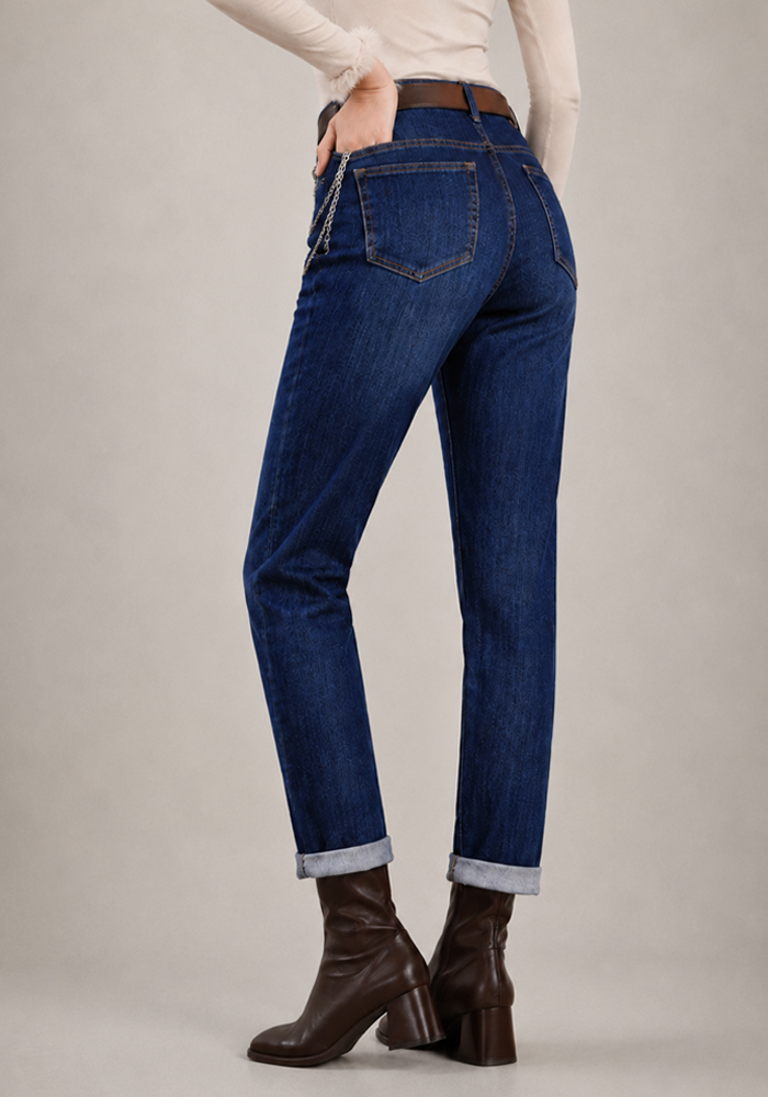 PerfectDress.gr mom fit ελαστικό τζην με ζώνη και αλυσίδα Free - 6