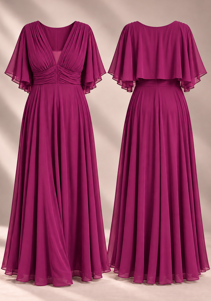 PerfectDress.gr plus size αέρινο σιφόν φόρεμα Kalida magenta - 3