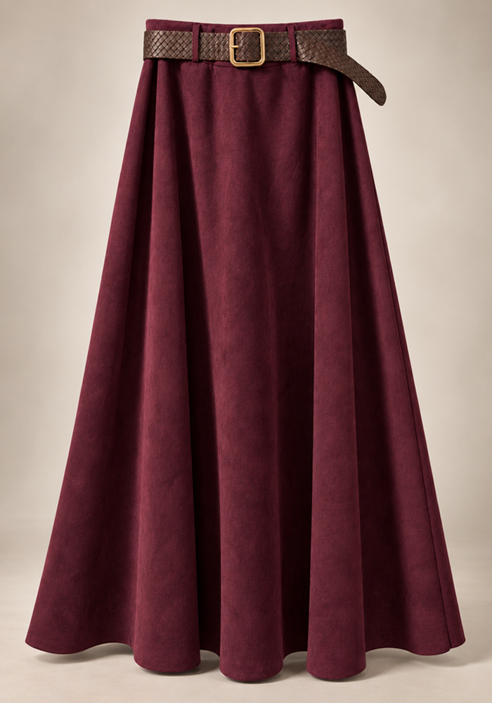 PerfectDress.gr boho maxi suede φούστα κλος Lola burgundy - 3