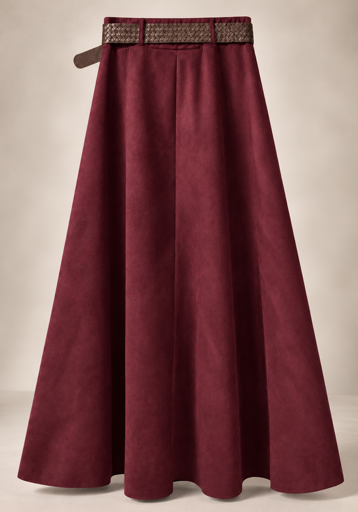 PerfectDress.gr boho maxi suede φούστα κλος Lola burgundy - 4