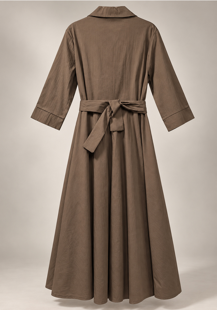 PerfectDress.gr cotton wrap maxi φόρεμα Rachel καφέ πούρο - 4