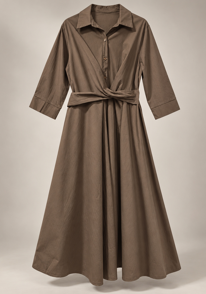 PerfectDress.gr cotton wrap maxi φόρεμα Rachel καφέ πούρο - 3