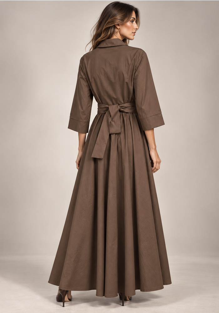 PerfectDress.gr cotton wrap maxi φόρεμα Rachel καφέ πούρο - 2