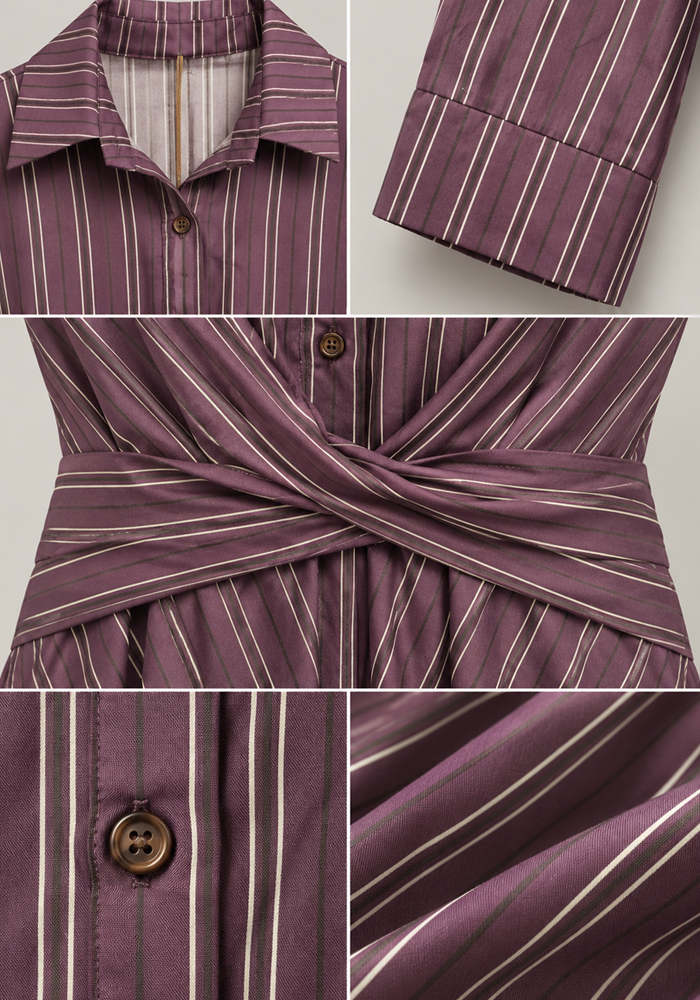 PerfectDress.gr cotton wrap maxi ριγέ φόρεμα Monica μωβ - 6