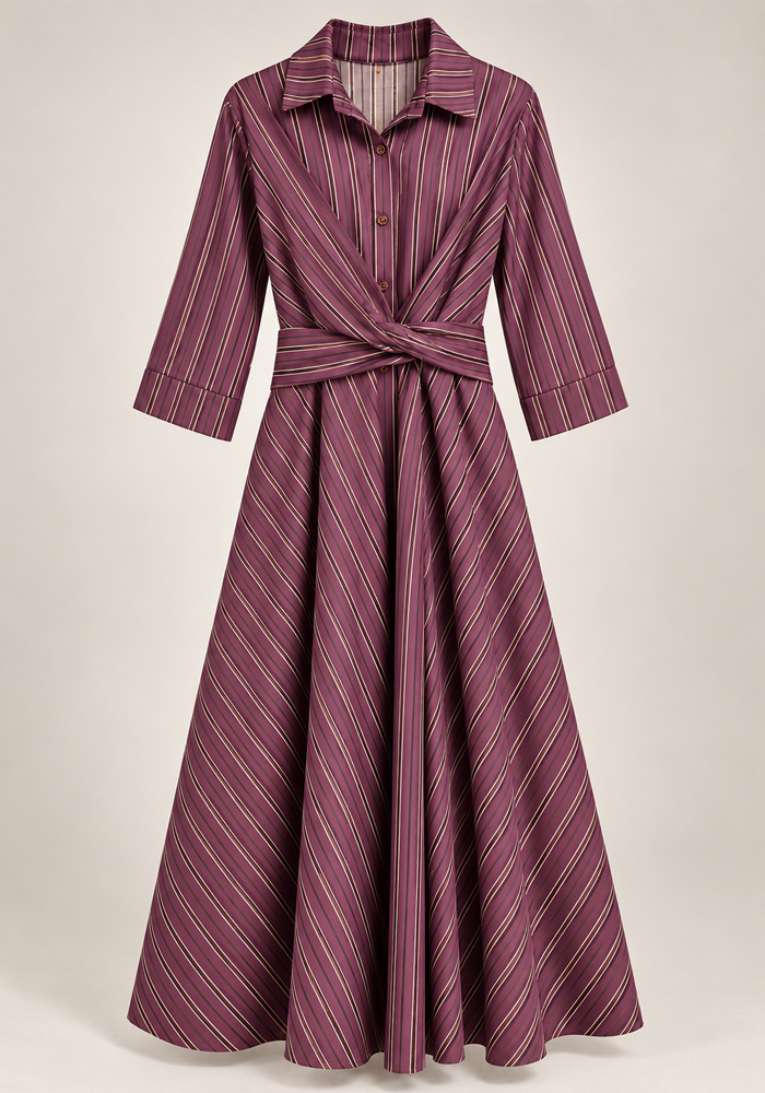 PerfectDress.gr cotton wrap maxi ριγέ φόρεμα Monica μωβ - 4