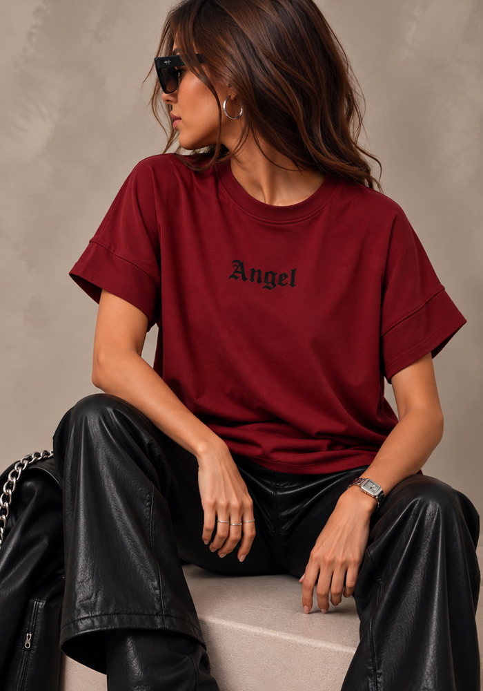 casual t-shirt Angel μπορντώ
