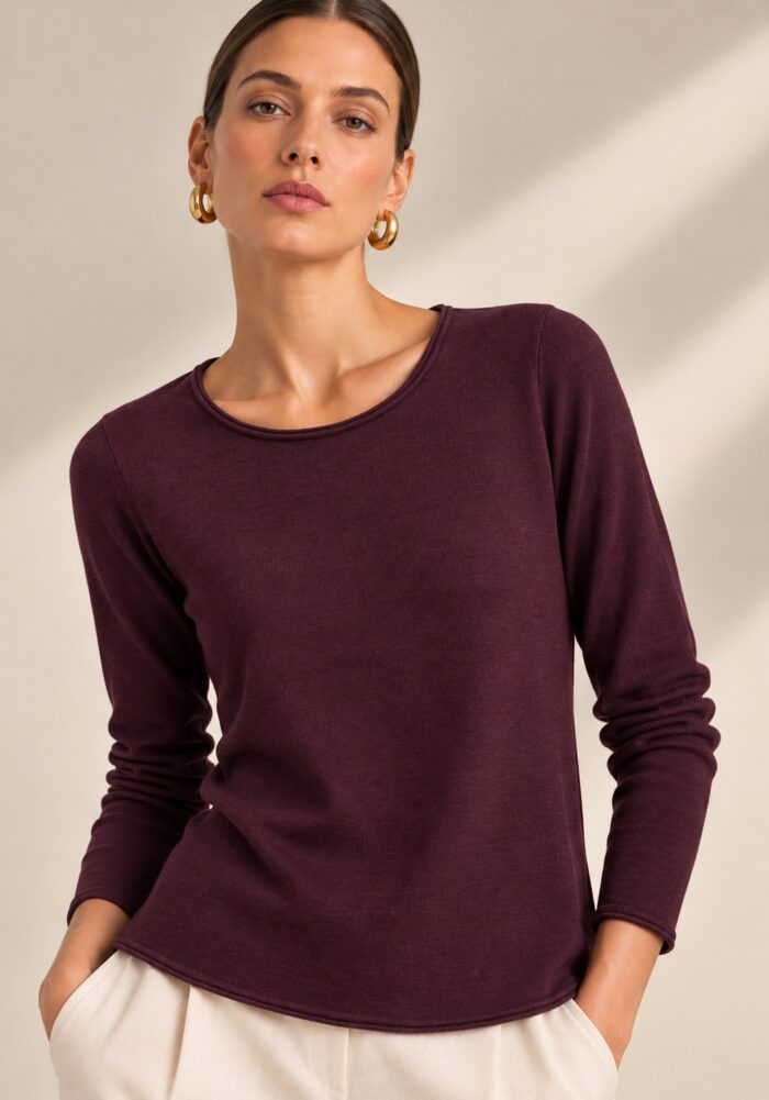 Basic απλό πλεκτό Terry μελιτζανί - Perfectdress.gr