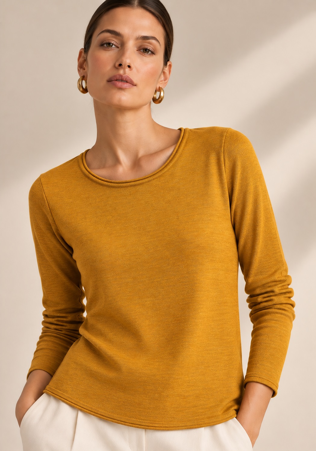 basic απλό πλεκτό Terry dusty mustard