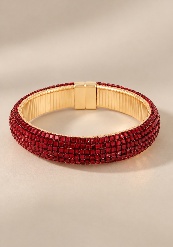 ελαστικό βραχιόλι Crystal Red με κόκκινα κρύσταλλα
