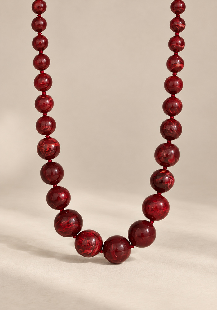 vintage chic resin statement κολιέ burgundy