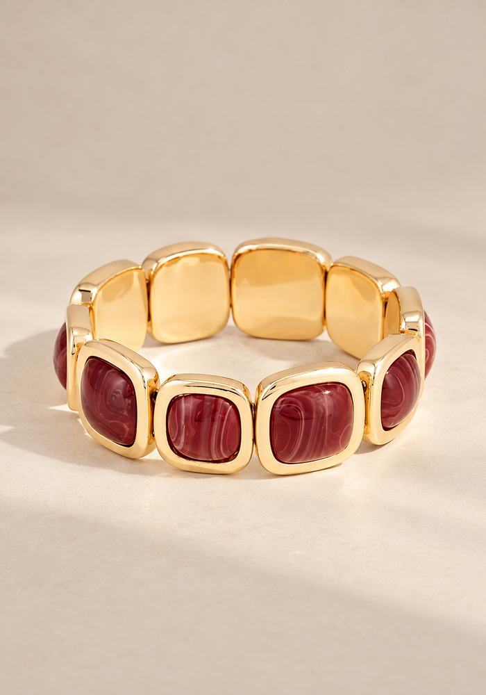 vintage chic resin βραχιόλι Burgundy Gold
