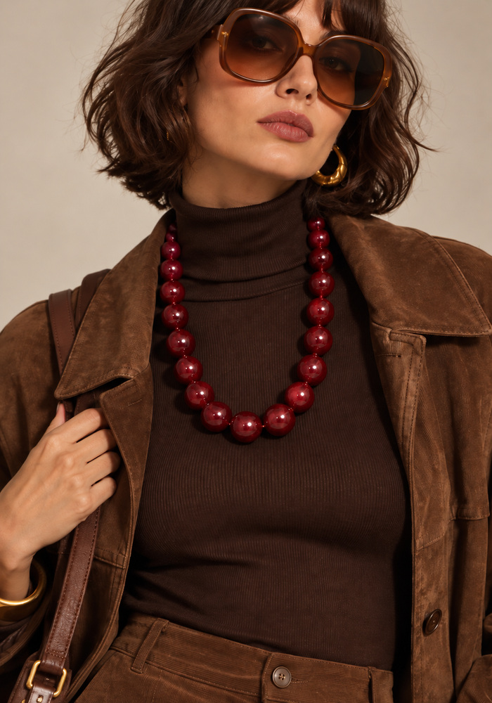 vintage chic resin statement κολιέ burgundy