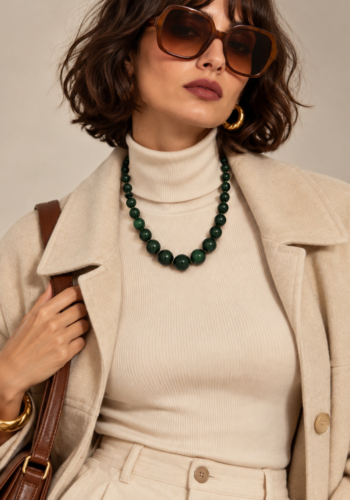 vintage chic resin statement κολιέ πράσινο