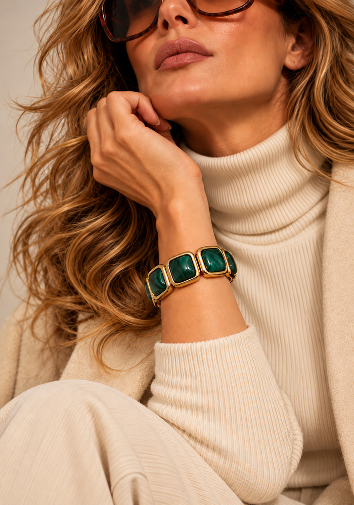 vintage chic resin βραχιόλι Green Gold
